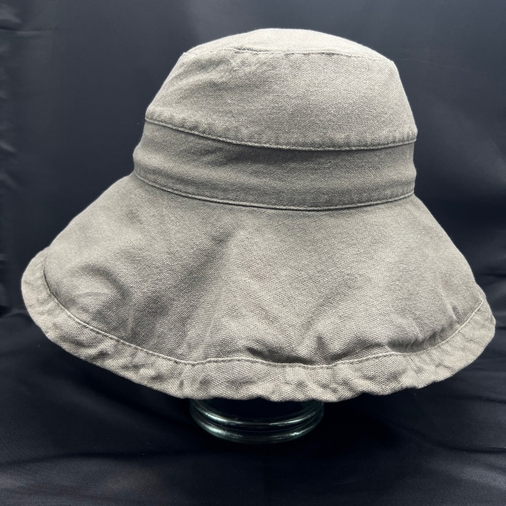 Scala Collezione Sun Hat Wide Brim Sage Green Linen Blend Bucket Hat